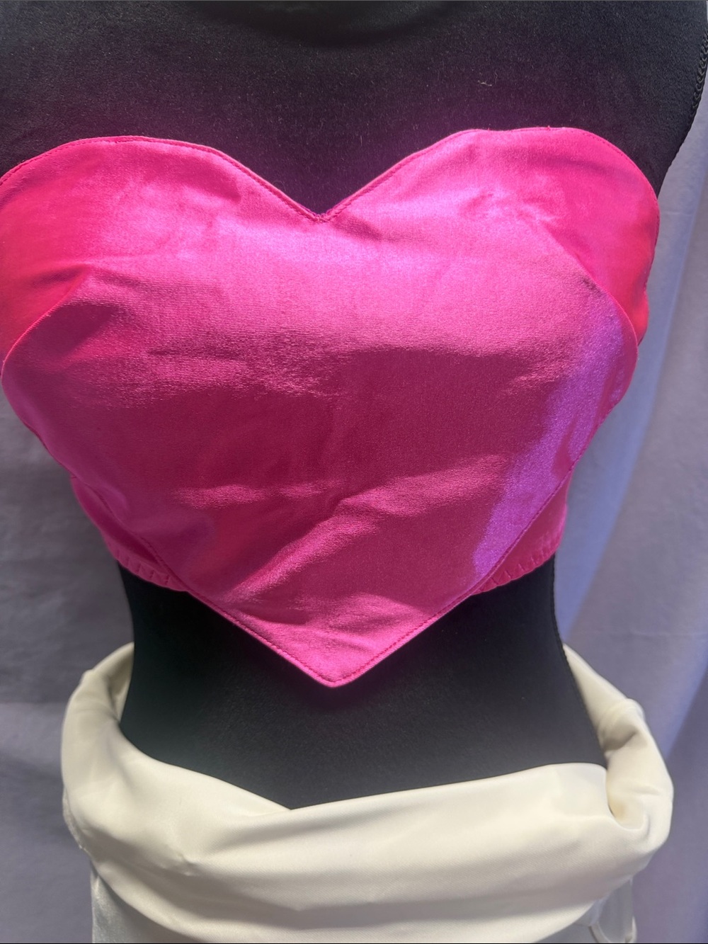 Hot Pink Heart Satin Corset Top